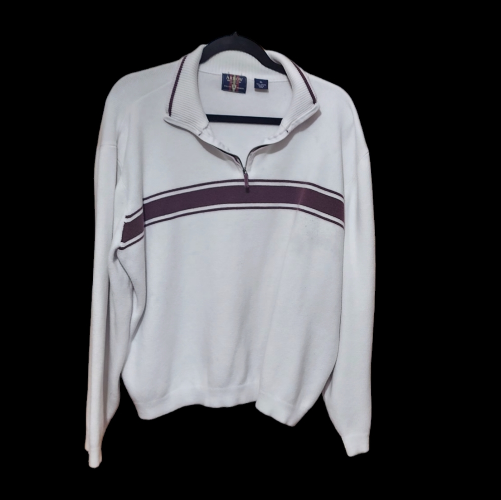 Arrow men's quarter zip white and black sweater